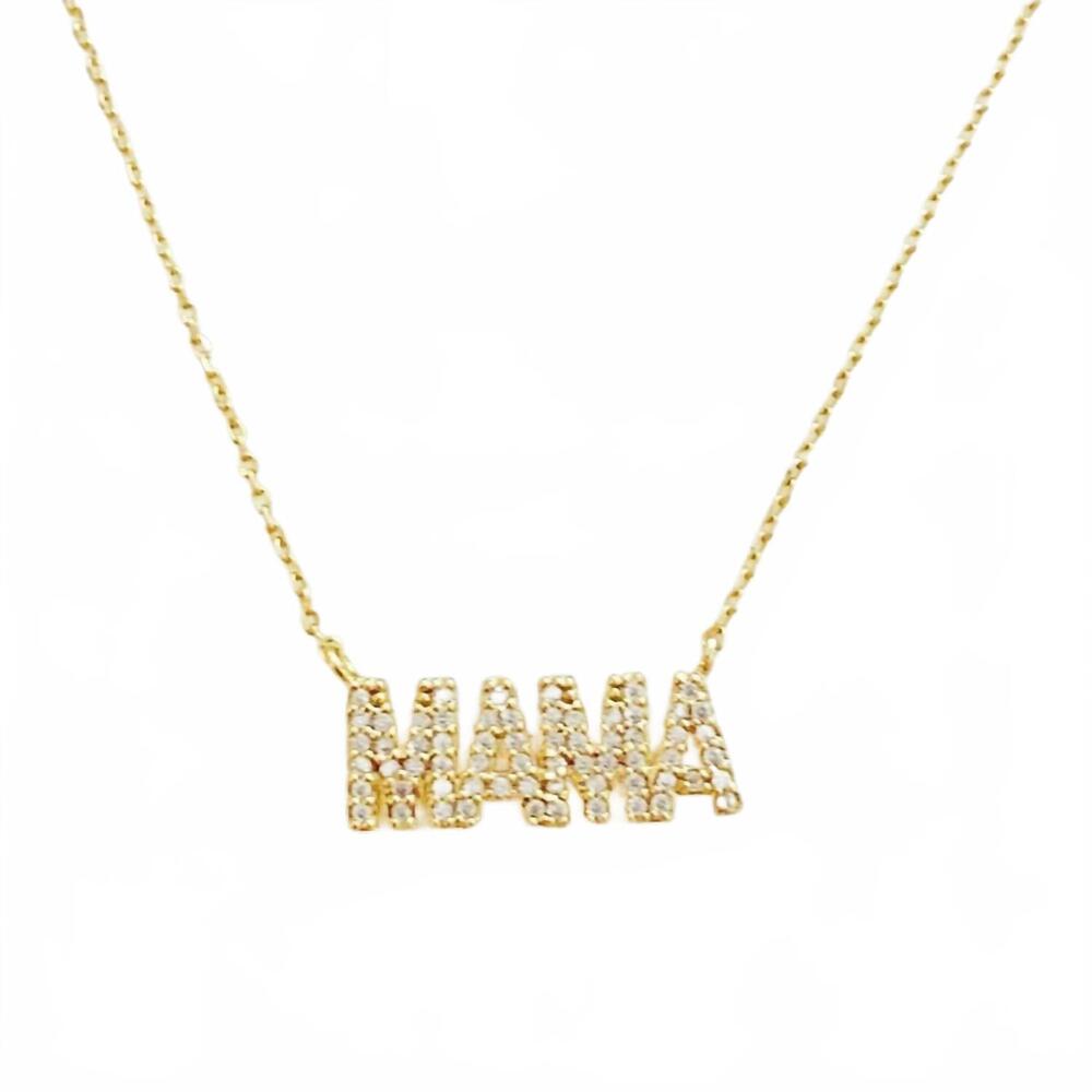 NEW ELLISON+YOUNG women's crystal mama pendant necklace in gold